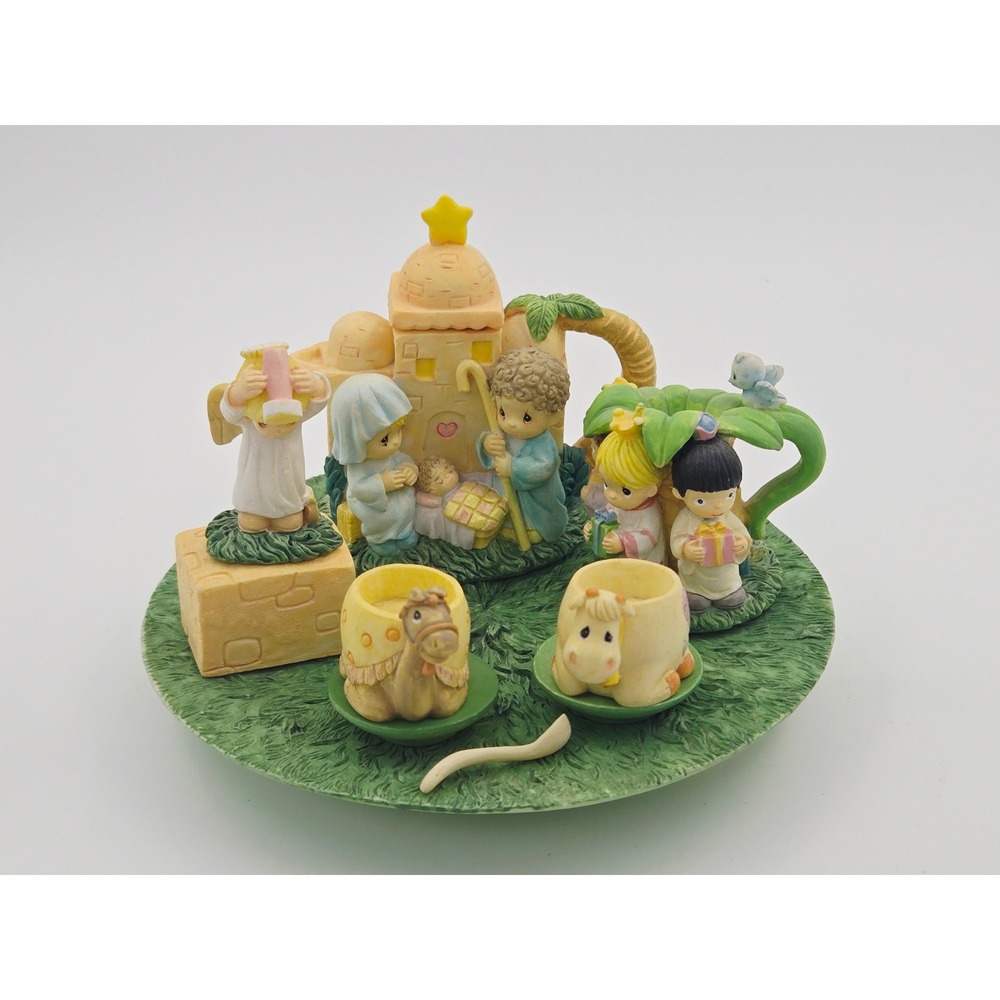 Precious Moments Enesco Nativity Mini Tea Set Stable Angel Wise Men Animals 1998